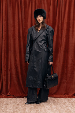 STRETTA FAUX LEATHER TRENCH COAT