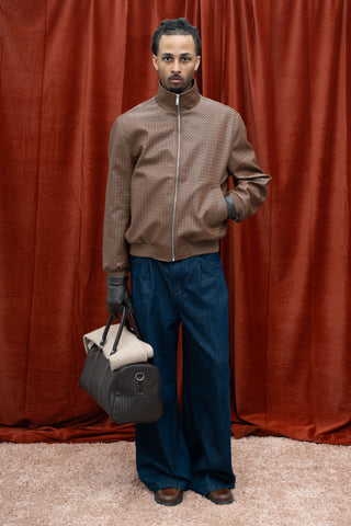 BROCHE FAUX LEATHER JACKET