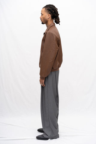 BROCHE FAUX LEATHER JACKET