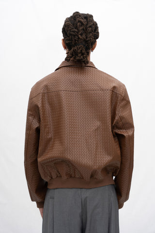 BROCHE FAUX LEATHER JACKET