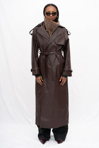 RAVENBELT FAUX LEATHER TRENCH COAT