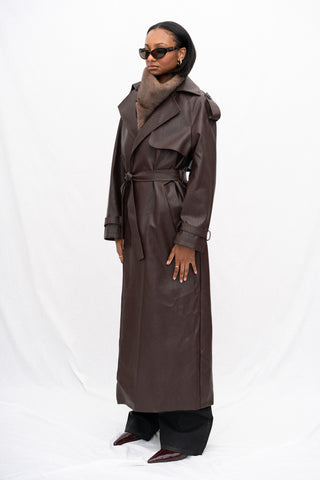 RAVENBELT FAUX LEATHER TRENCH COAT