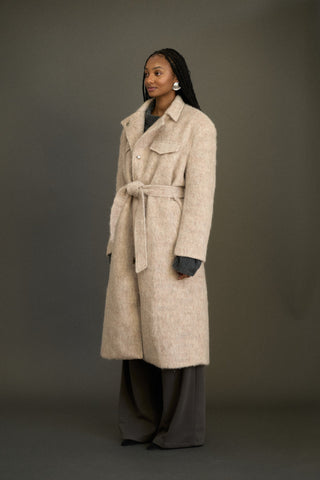 FAUX MOHAIR TAILORED COAT