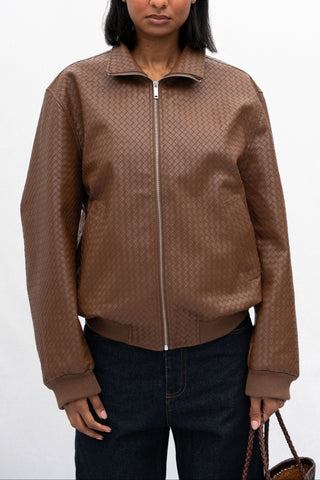 BROCHE FAUX LEATHER JACKET
