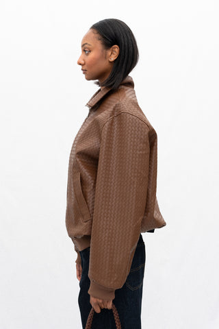 BROCHE FAUX LEATHER JACKET