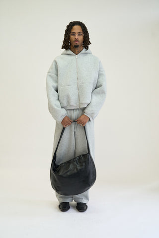 STRUCTURED ZIP HOODIE, MARL GREY