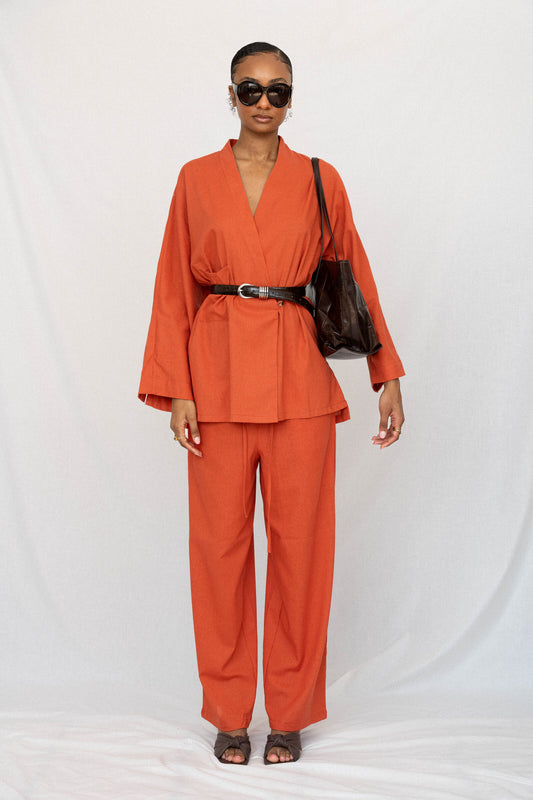 SUNSET LINEN KIMONO SET