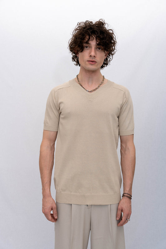 SERGI V-NECK KNIT T-SHIRT